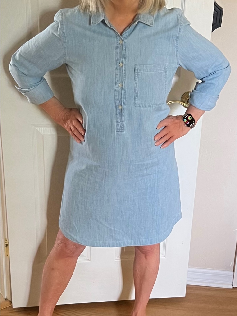 Light Blue Chambray Shirt Dress